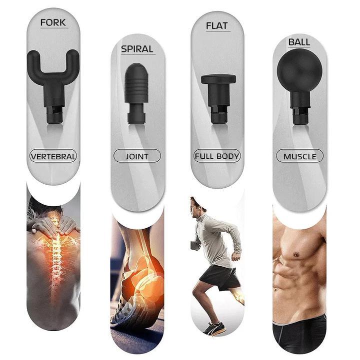 Deep Tissue Massage Gun – Handheld Muscle Massager with 4 Attachments & 3 Speed Settings